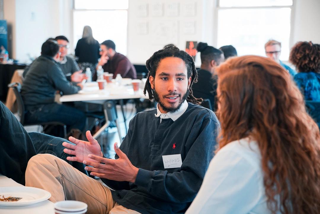 Two young people in conversation